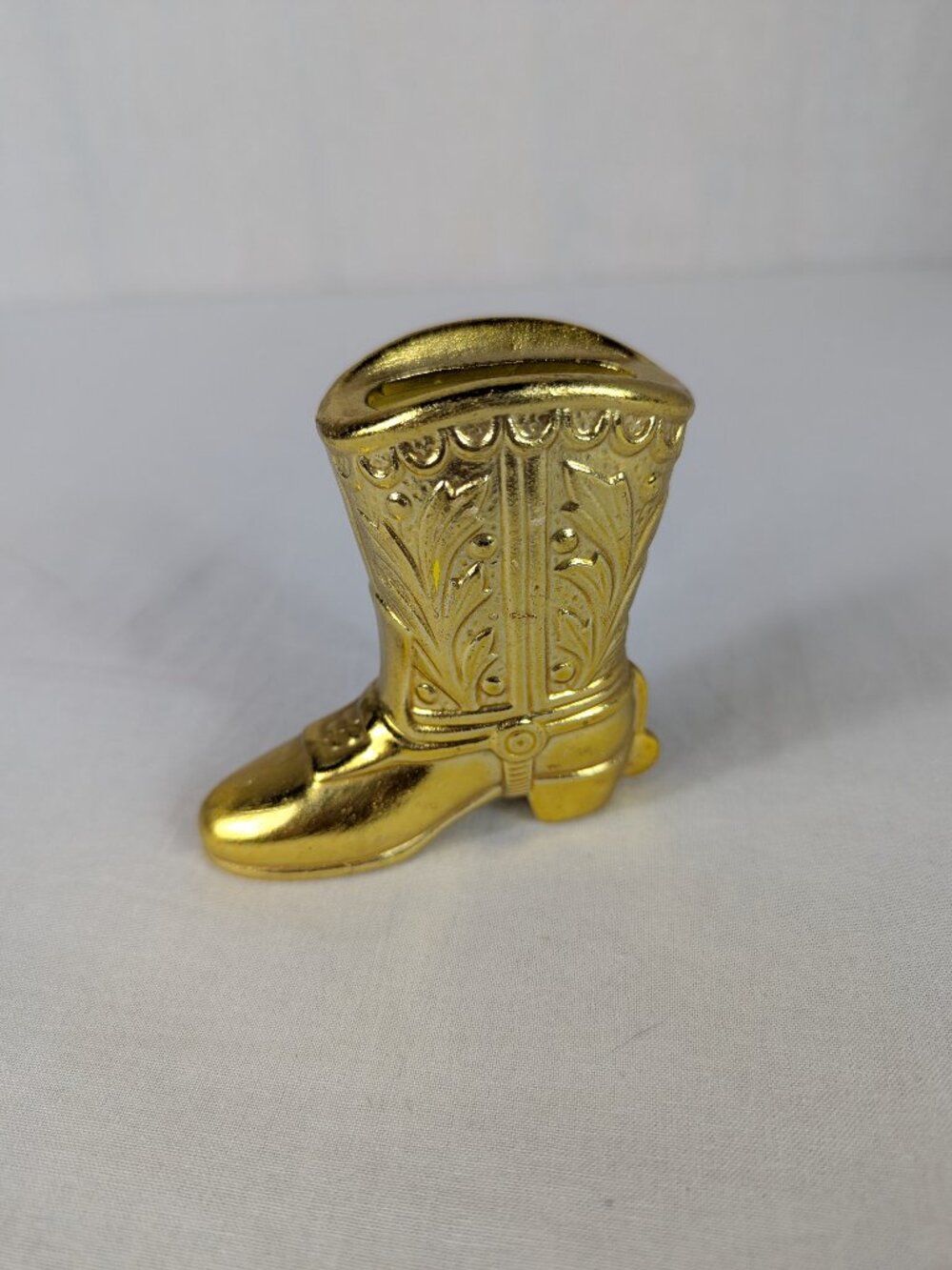 Gold Cowboy Boot Vintage Japan Tiny Planter Vase Toothpick Holder Western Decor